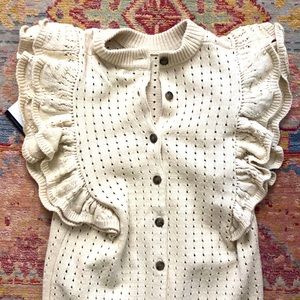 Ruffled cream eyelet Who What Wear sweater vest NWT size M